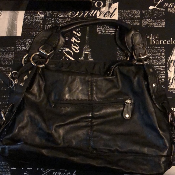 Black studded hobo style purse - Picture 2 of 12